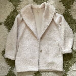 Madewell Pebbled Faux Shearling Collar Teddy Coat, Antique Cream size XS